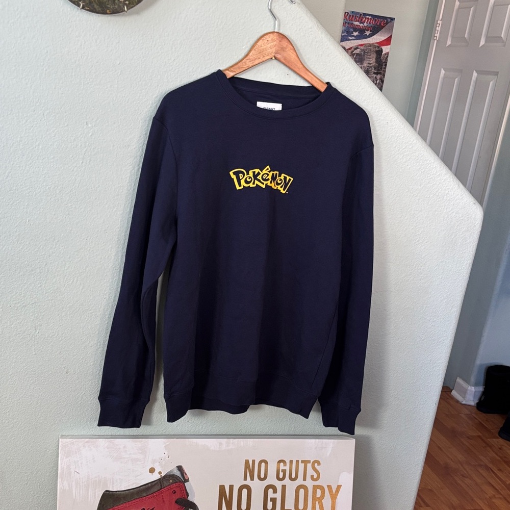 Old Navy Navy Crewneck Sweatshirt with Yellow Pokémon Logo